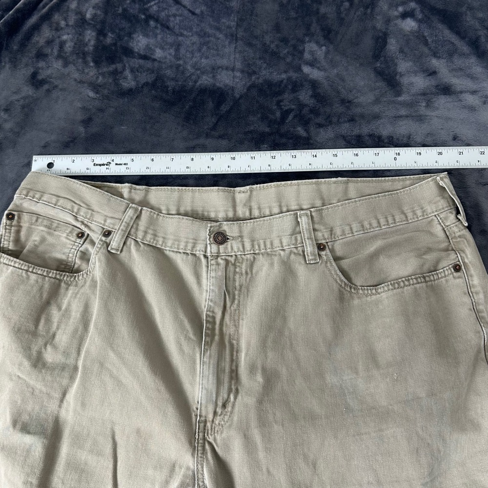 Levi 559 Relaxed Straight Jeans Mens 42x30 Tan Khaki Denim Pants - Picture 4 of 11